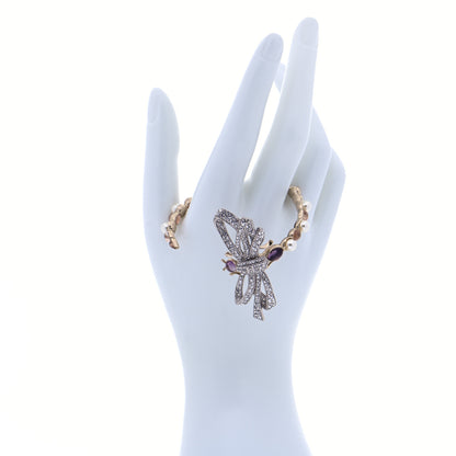 Chanel Crystal Pearl CC Dragonfly Bracelet Gold 2 of 7