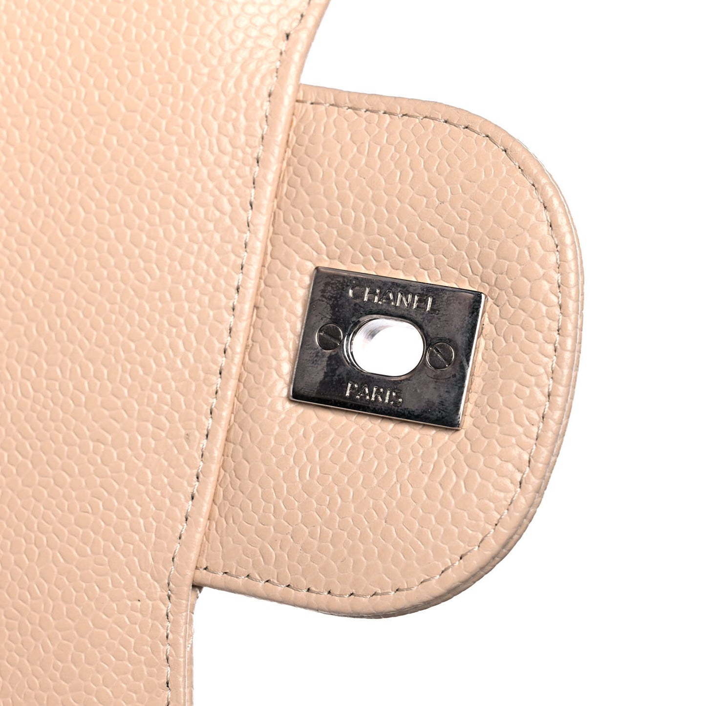 Caviar Quilted Jumbo Double Flap Beige Clair