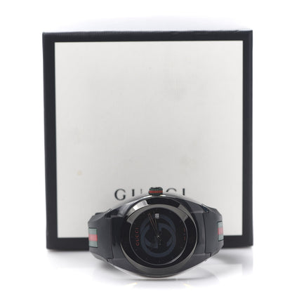 Gucci Stainless Steel Rubber 46mm Sync Web Quartz Watch Black 6 of 6