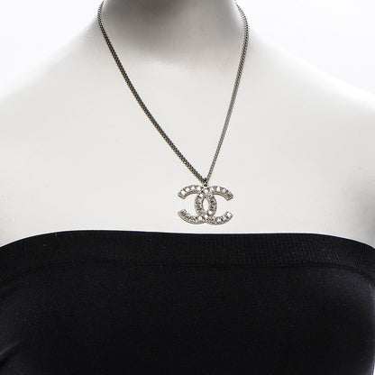 Chanel Baguette Crystal Glitter Large CC Necklace Silver 2 of 5