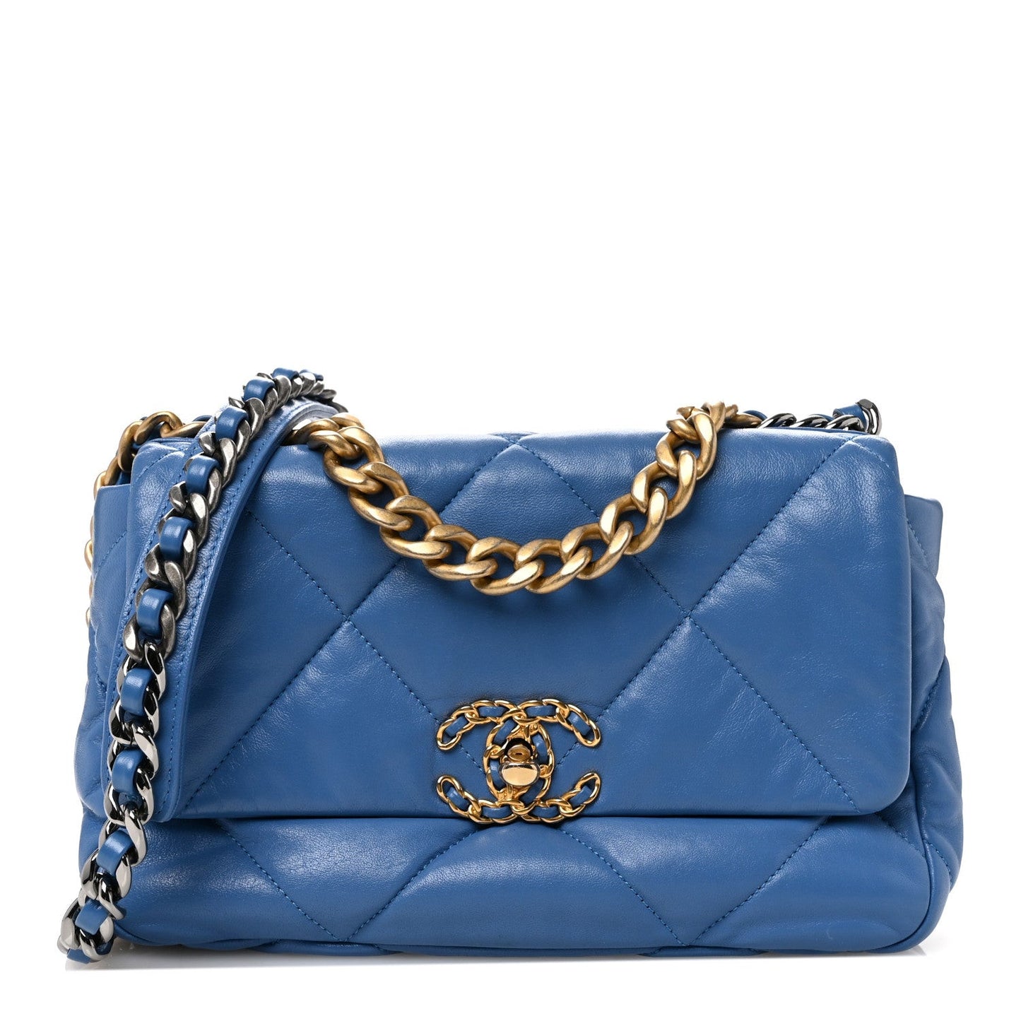 Lambskin Quilted Medium 19 Flap Blue