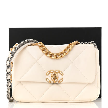 Chanel Goatskin Quilted Medium Chanel 19 Flap White 12 of 12