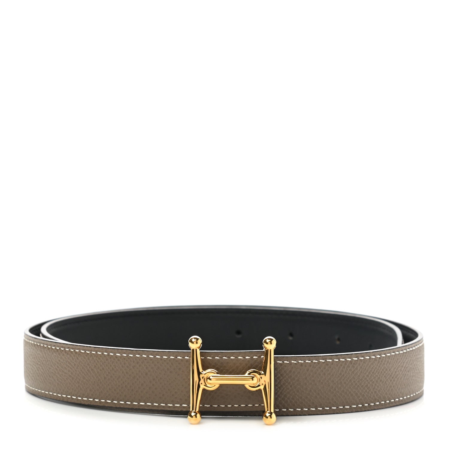 Hermes Epsom Swift 24mm Mors H Belt 75 Etoupe Black 1 of 6