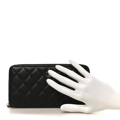 Chanel Lambskin Quilted Large Gusset Zip Around Wallet Black 2 of 10