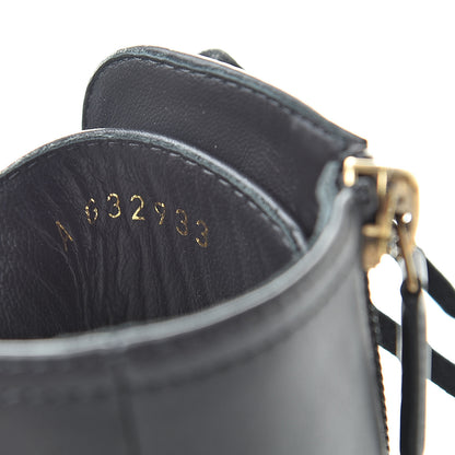 Chanel Calfskin Chain Lace Up Boots 38.5 Black 6 of 12