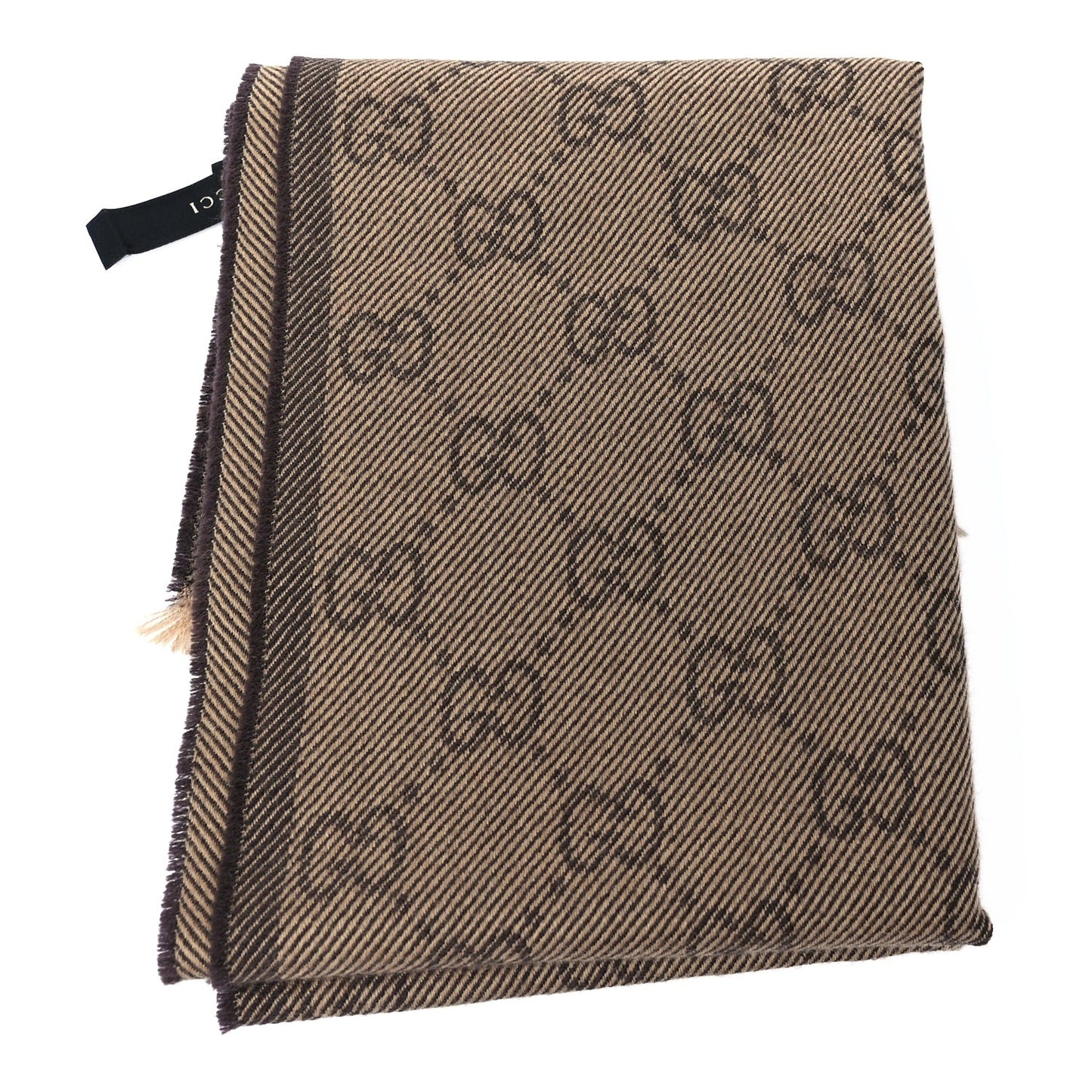 Wool Silk GG Monogram GGNat Scarf Brown