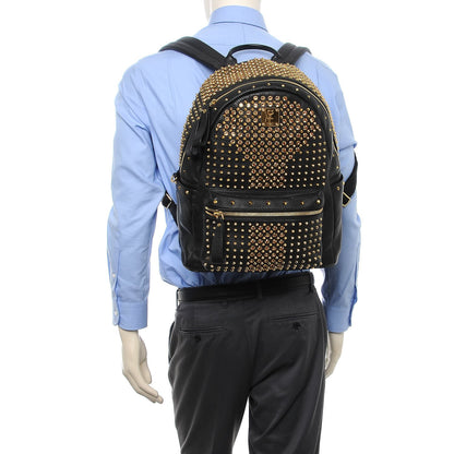 MCM Grainy Lambskin Crystal Studded Medium Stark Backpack Black 3 of 13