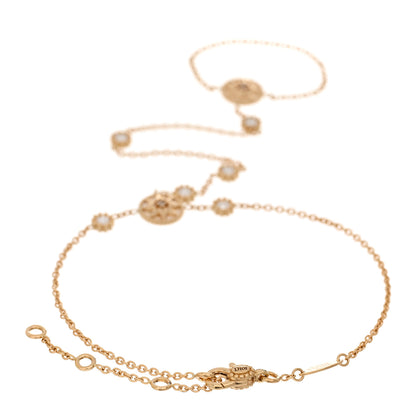 Christian Dior 18K Yellow Gold Diamond Mother of Pearl Rose Des Vents Hand Jewel Bracelet 2 of 3