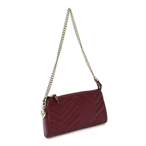 Calfskin Matelasse GG Marmont small shoulder bag  Rosso Ancora