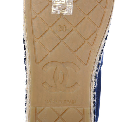 Chanel Velvet Logo Espadrilles 38 Navy Black 6 of 8