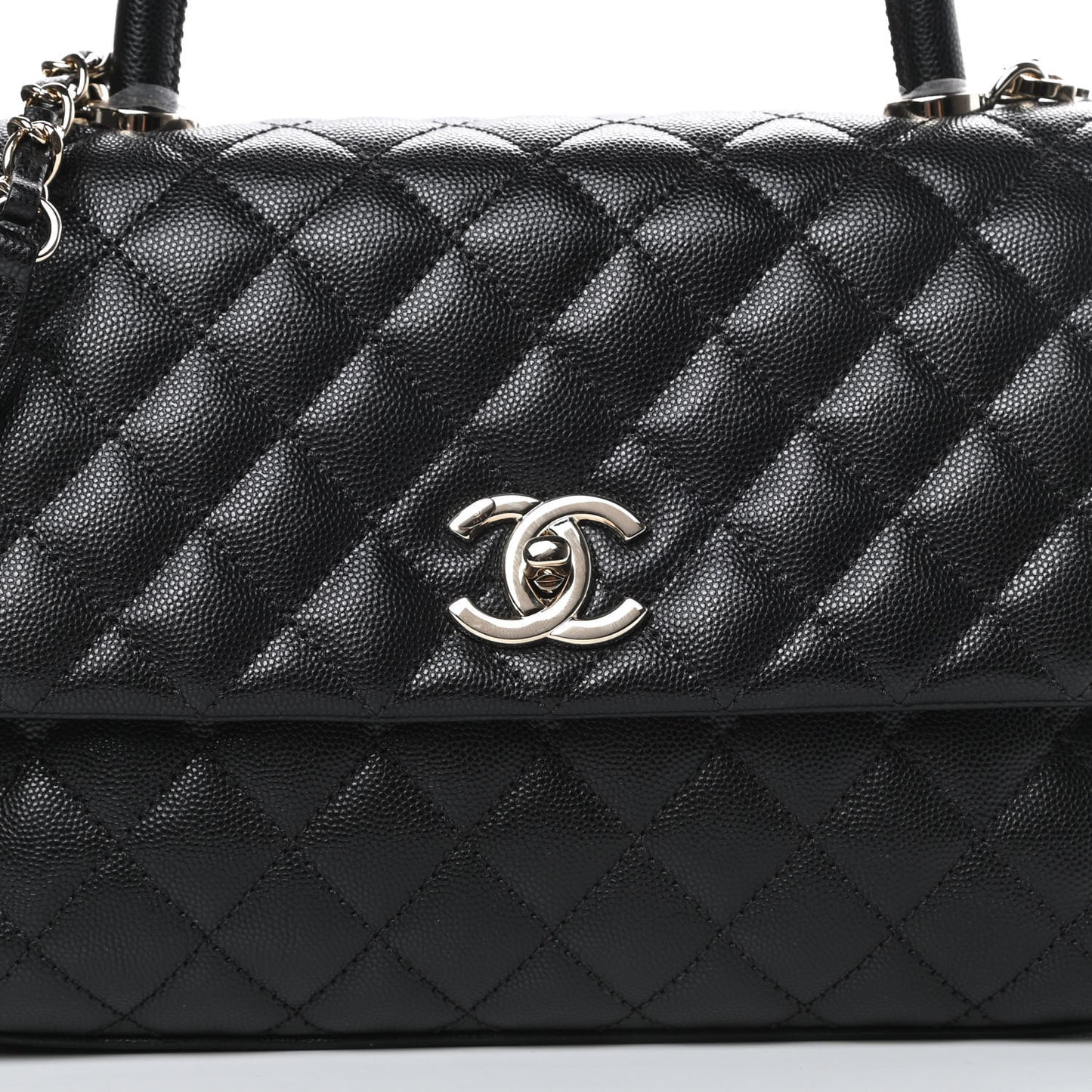 Caviar Quilted Small Coco Handle Flap Black