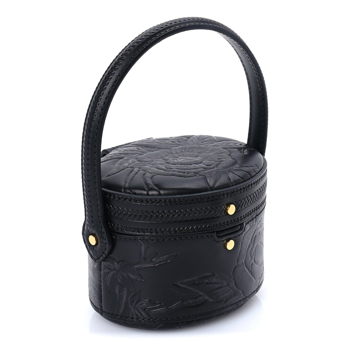 Calfskin Embossed Jardin Botanique Micro Vanity Case Black