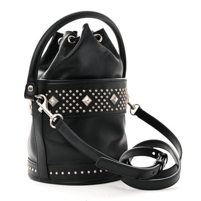 Saint Laurent Smooth Calfskin Studded Small Bahia Drawstring Bucket Bag Black 3 of 7