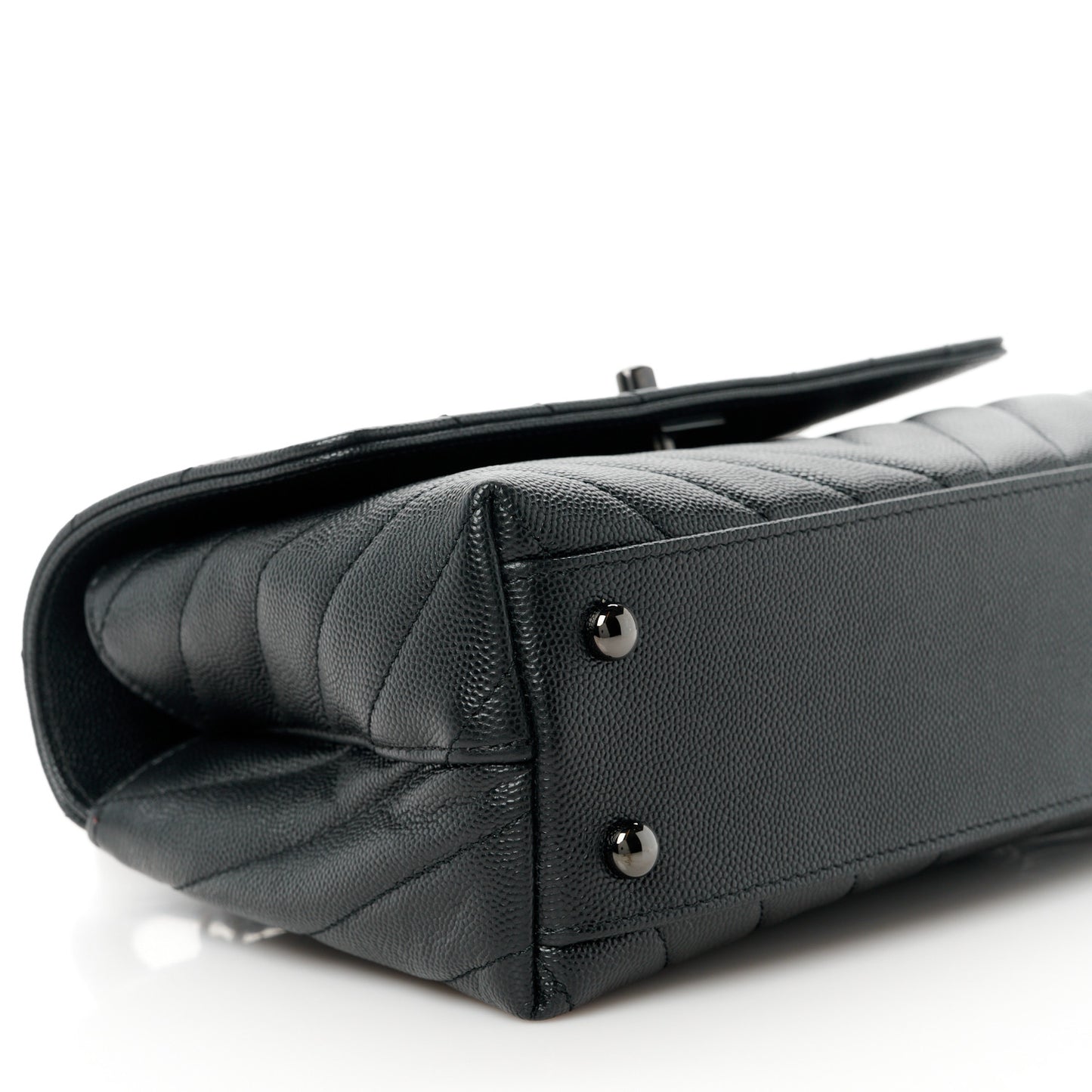 Caviar Chevron Quilted Mini Coco Handle Flap So Black