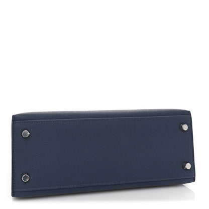 Hermes Epsom Tri-Color Kelly Sellier 25 Bleu Abysse Bleu Tie Gris Pantin 3 of 8