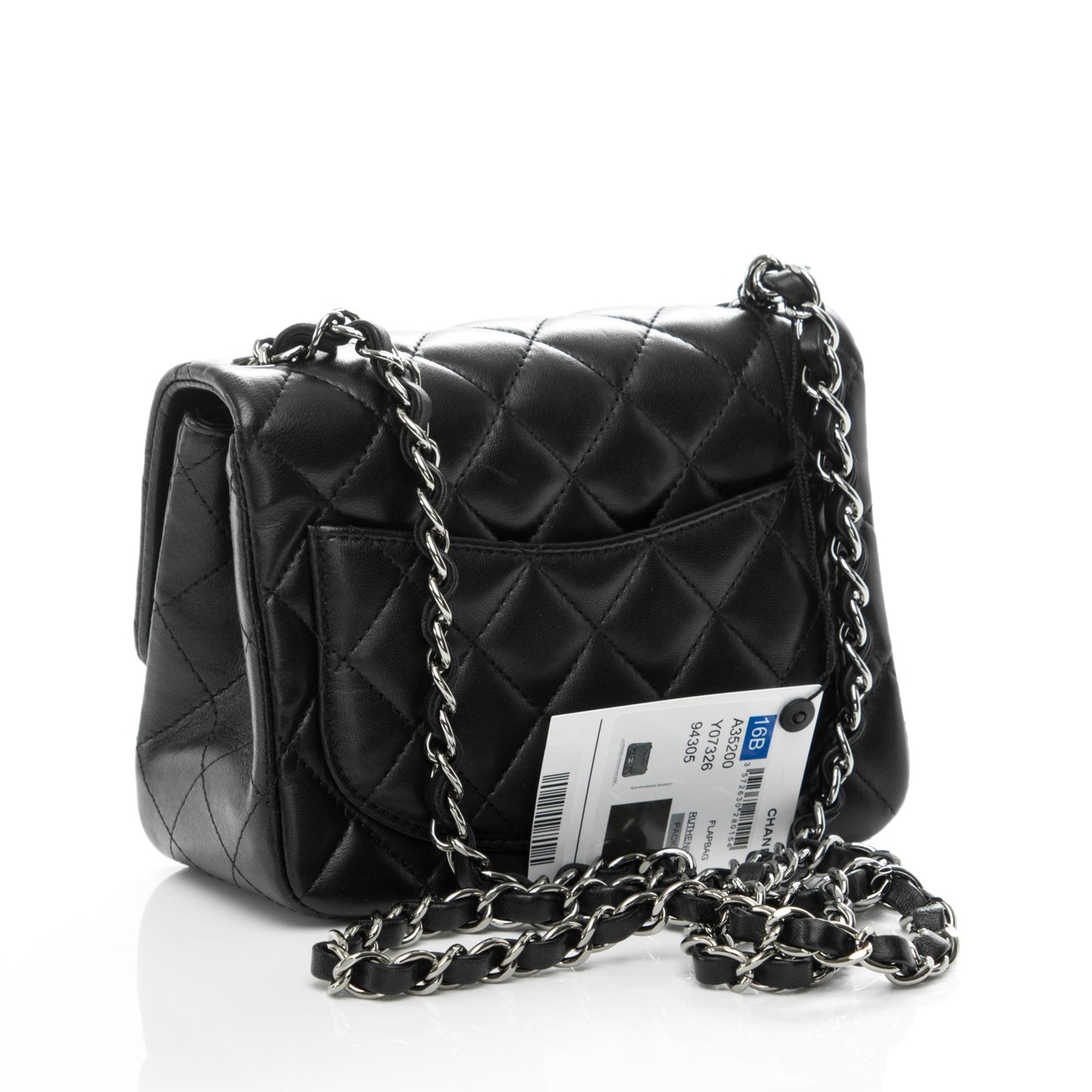 Lambskin Quilted Mini Square Flap Black