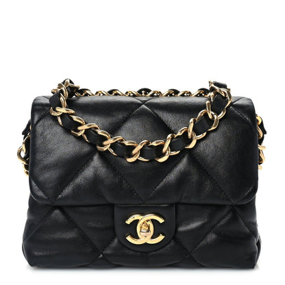 Chanel Lambskin Quilted Small Chain Top Handle Flap  Black 1 of 9