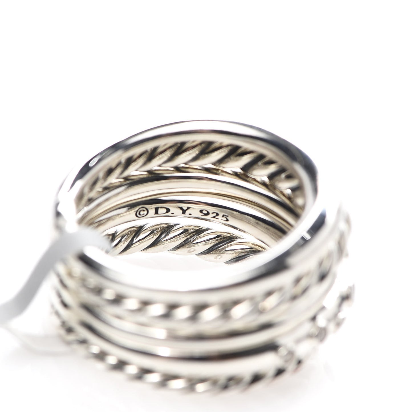 Sterling Silver Diamond 16mm Pure Form Stacked Ring 52 6