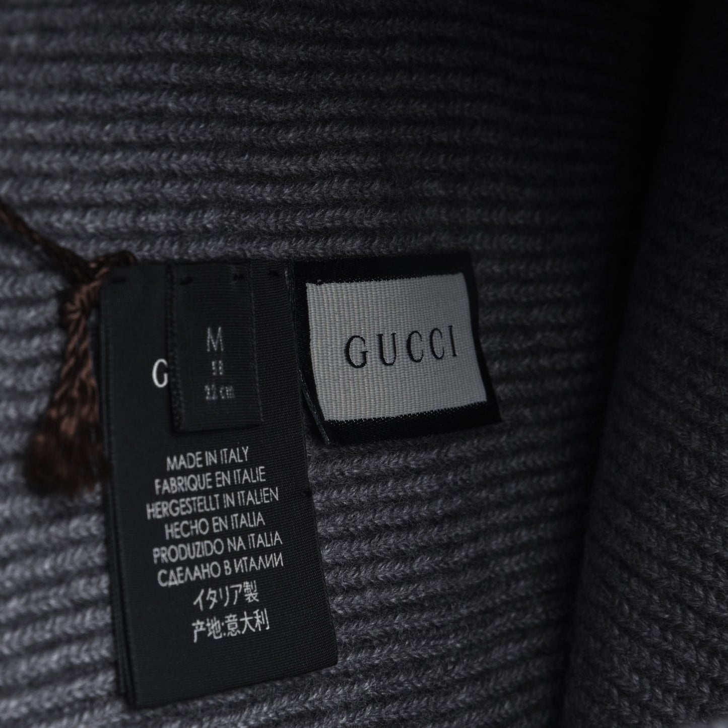Wool Tricot Interlocking G Simple GG Beanie Hat M Graphite