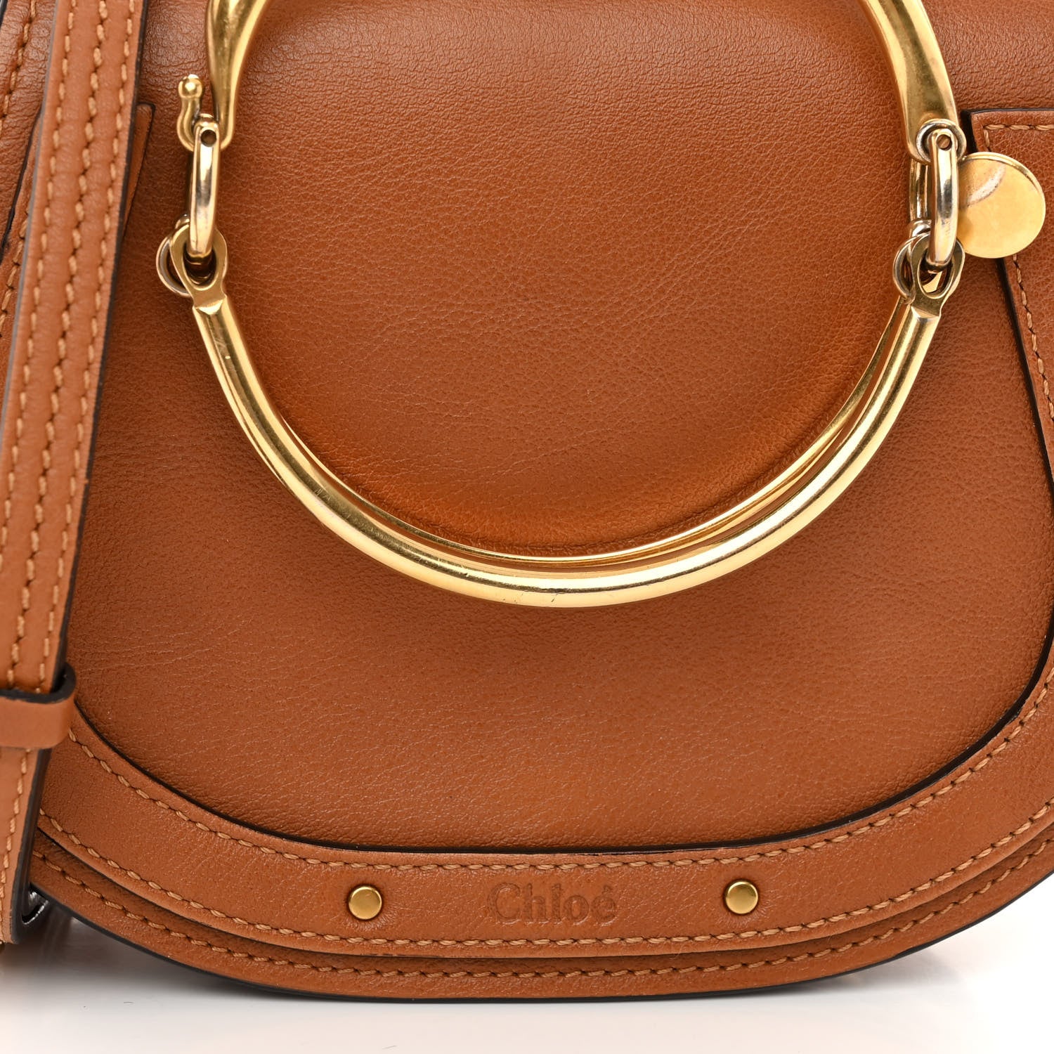 Chloe Calfskin Suede Small Nile Bracelet Bag Caramel 7 of 11