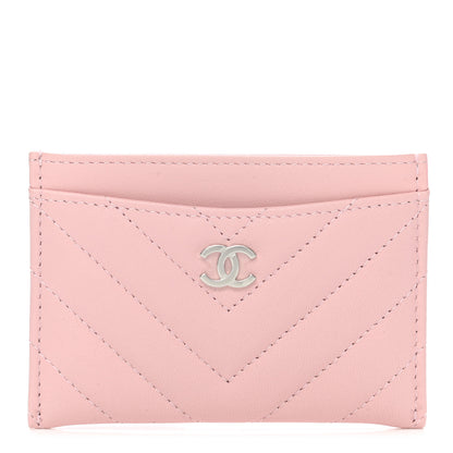 Chanel Lambskin Chevron Quilted Card Holder Light Pink 1 of 8
