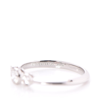 Tiffany Platinum Diamond Three Stone Milgrain Ring 53 6.25 4 of 5