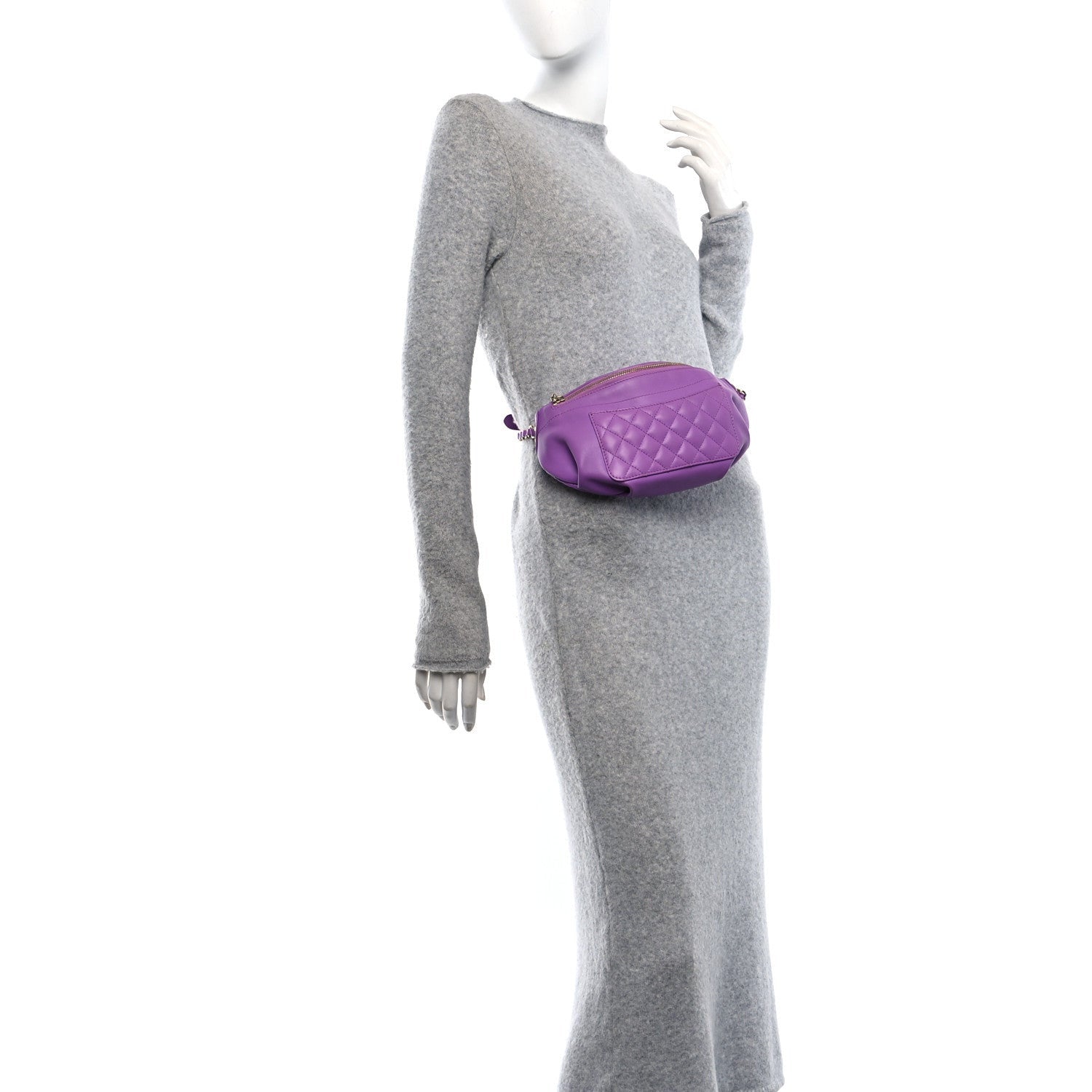 Chanel Lambskin Quilted Waist Belt Bag Purple 2 of 7