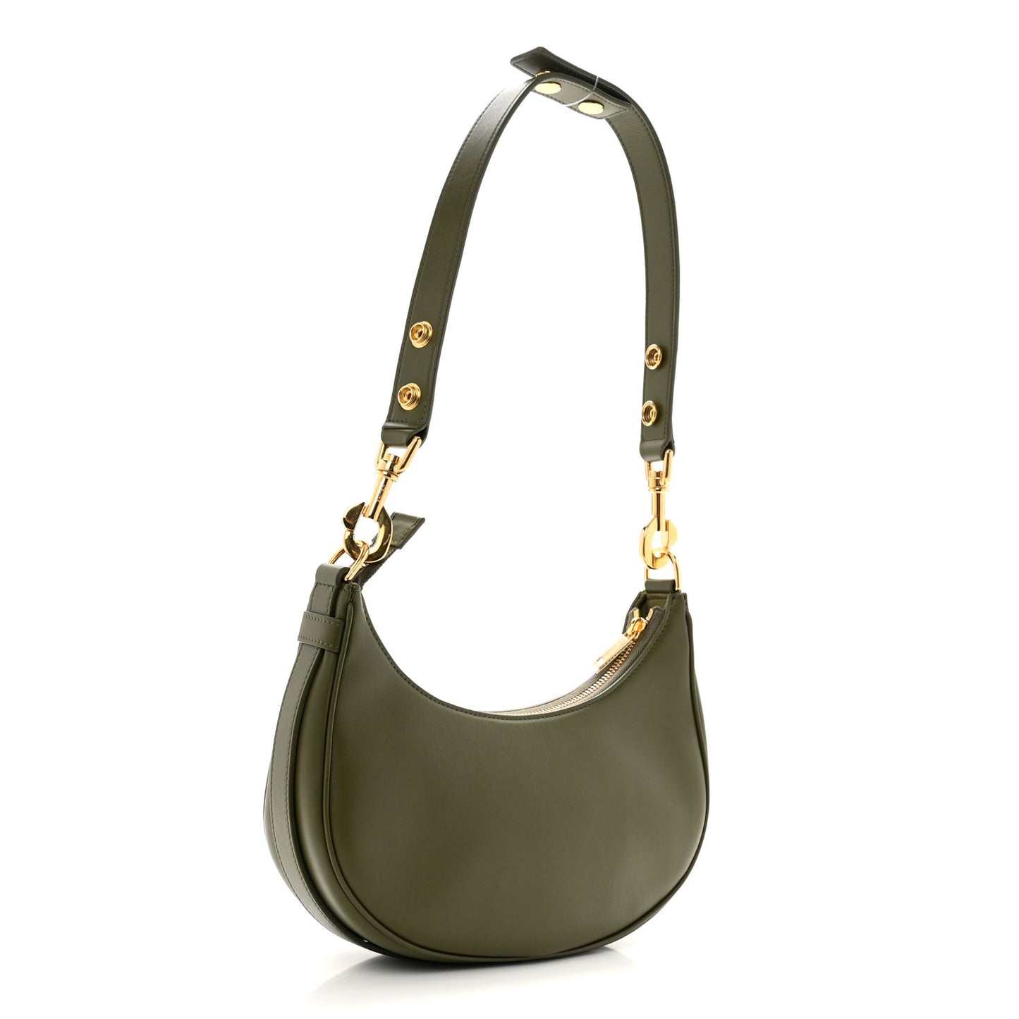 Smooth Calfskin Medium Strap Ava Shoulder Bag Dark Olive