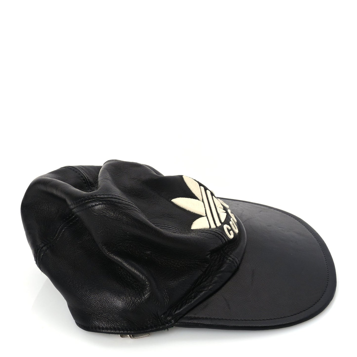 GUCCI X ADIDAS Dollar Calfskin Trefoil Stefanos Baseball Hat S Black
