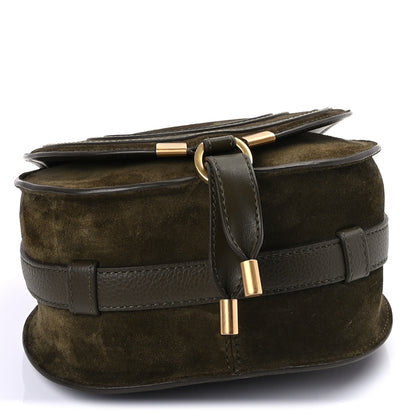 Chloe Suede Calfskin Small Marcie Saddle Bag Deep Olive 3 of 8