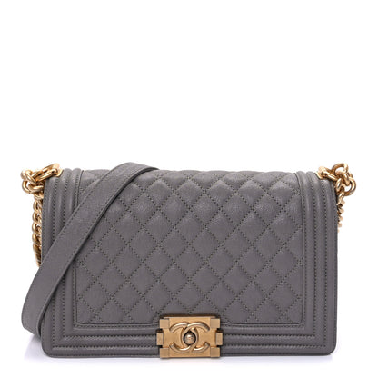 Chanel Calfskin Quilted Medium Boy Flap Grey 1 of 8