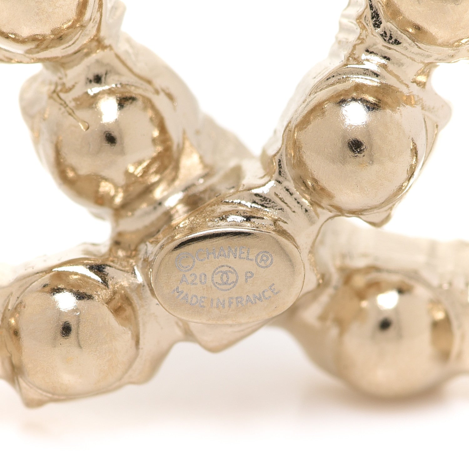 Chanel Crystal Coco's Pearls CC Brooch Light Gold 4 of 5