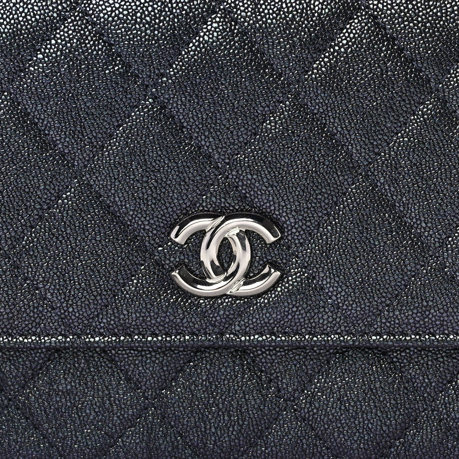 Chanel Iridescent Caviar Quilted Classic Pouch Clutch  Black 6 of 8