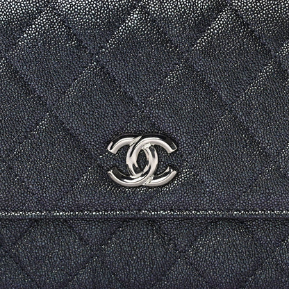 Chanel Iridescent Caviar Quilted Classic Pouch Clutch  Black 6 of 8