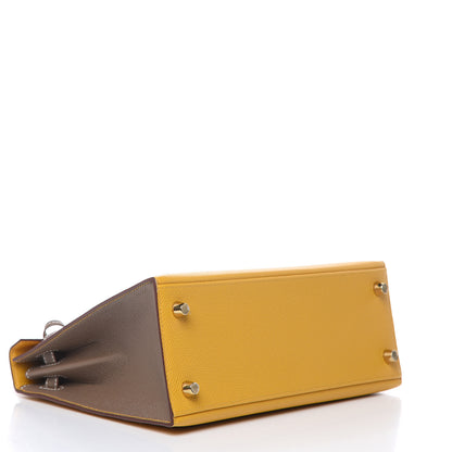Hermes Epsom Horseshoe Kelly Sellier 25 Jaune Ambre Etoupe 5 of 34