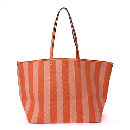 Fendi Pequin Vitello Effettto Denim Jacquard FF Reversible Large Shopping Tote  Orange 3 of 7