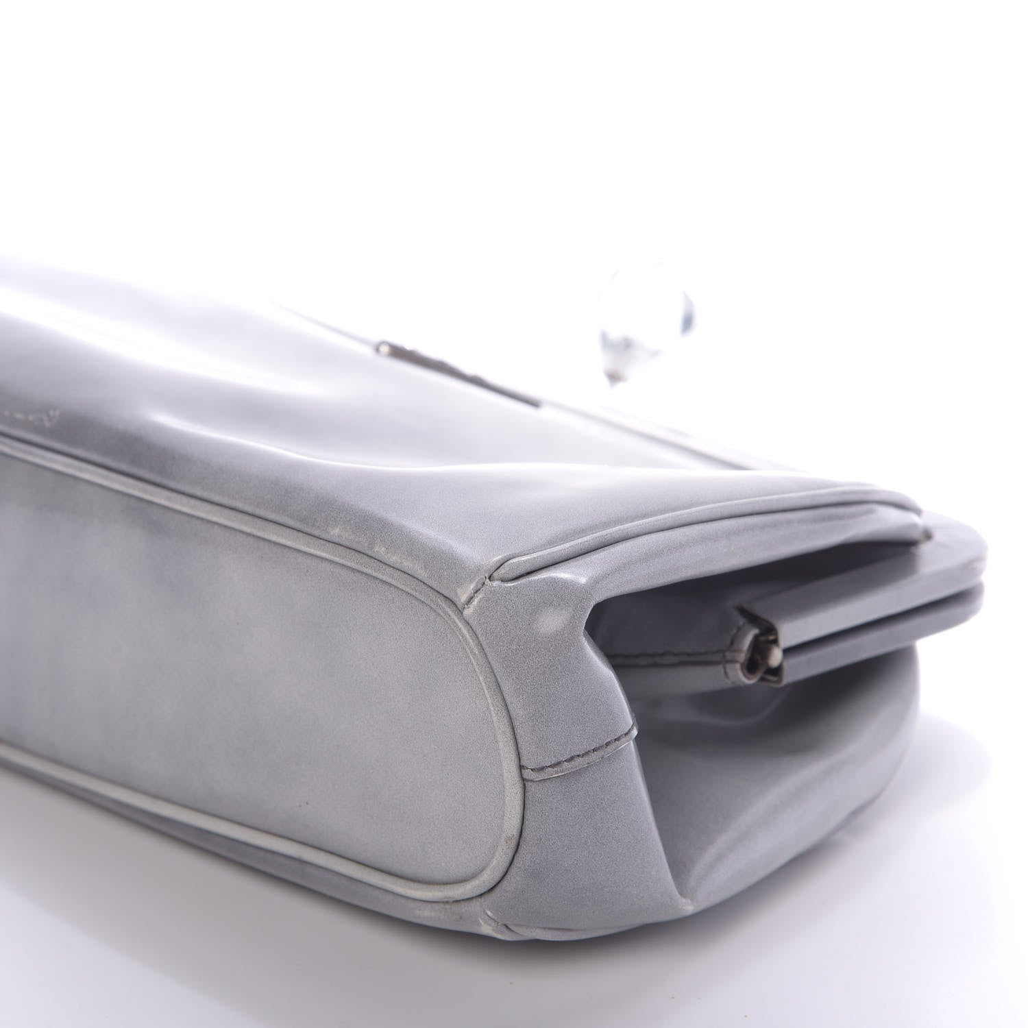 Prada Spazzolato Kisslock Clutch Grigio 7 of 13
