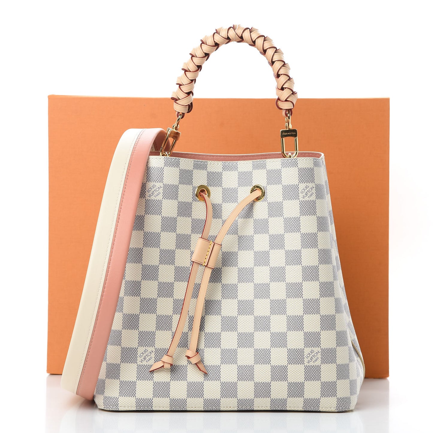 Damier Azur Braided Neonoe MM Peach Cream