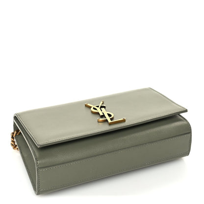 Saint Laurent Grain De Poudre Small Monogram Kate Satchel  Green 3 of 8