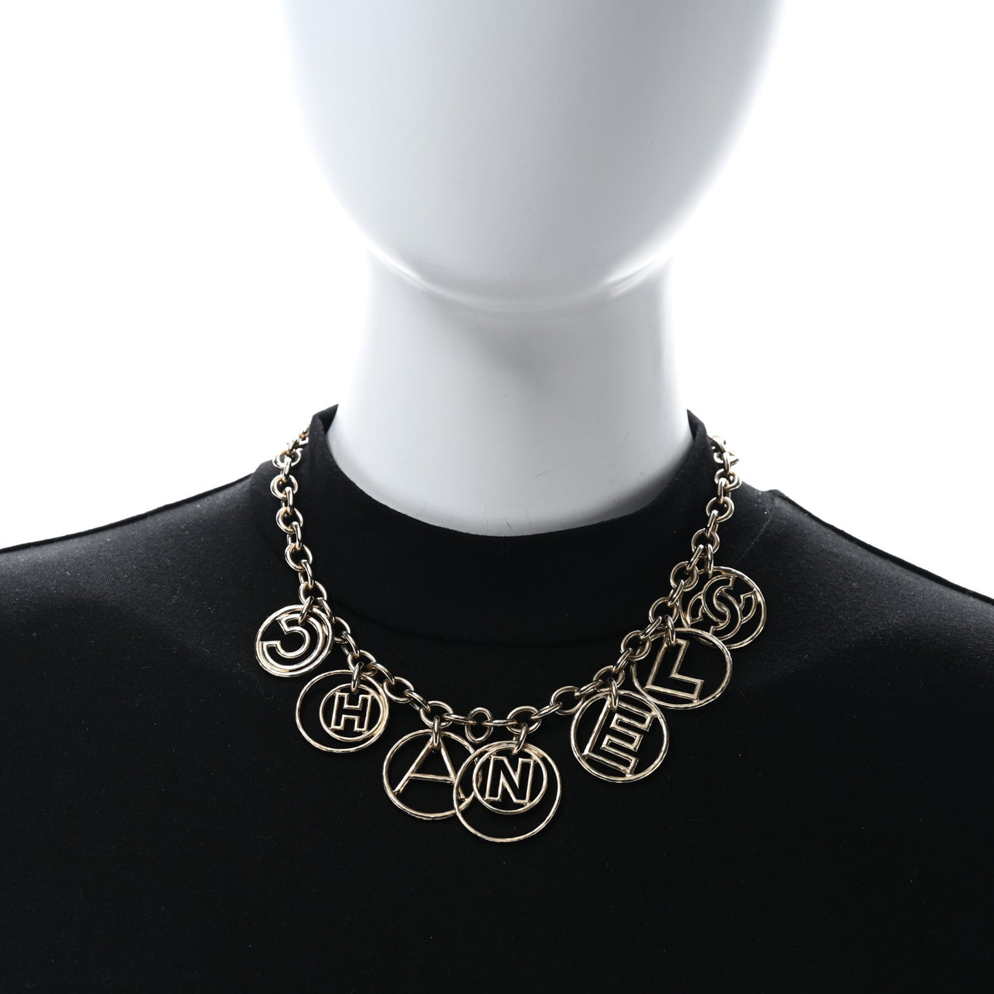 Metal Hoop Cuba Logo Necklace Gold