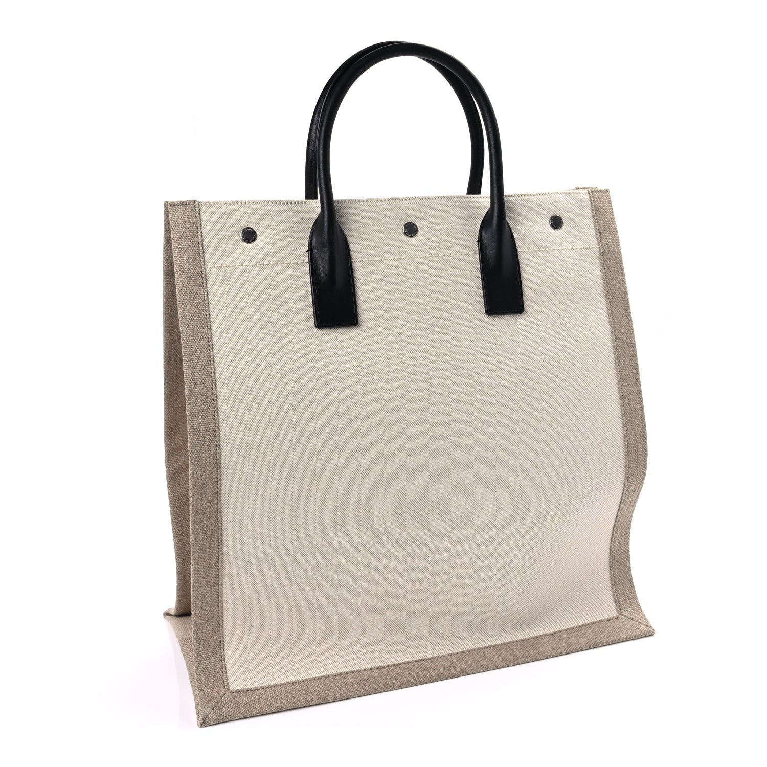 Saint Laurent Linen Calfskin Rive Gauche North South Tote Optic White 2 of 7