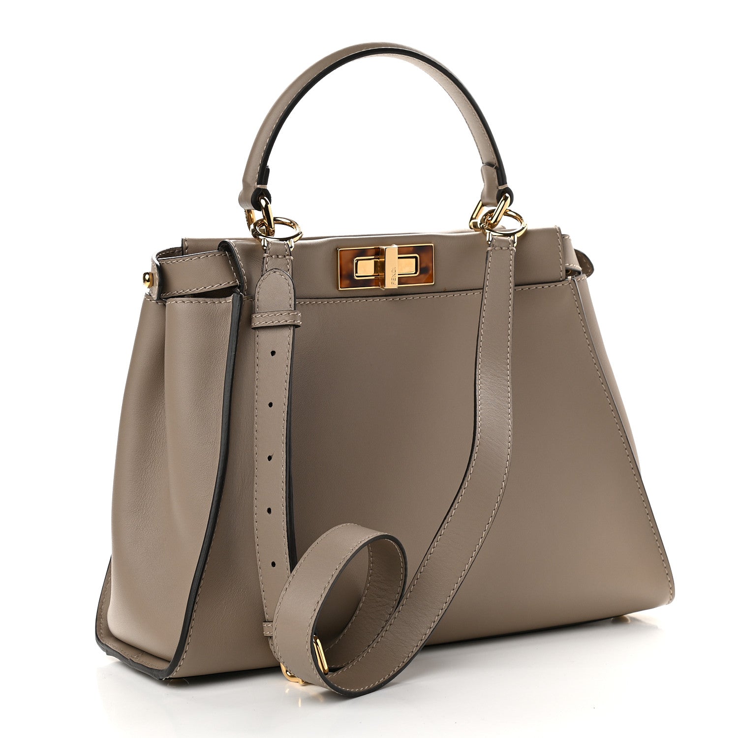 Fendi Vitello Seta Plexiglass Tortoise Medium Peekaboo Iconic Satchel Tortora 3 of 9