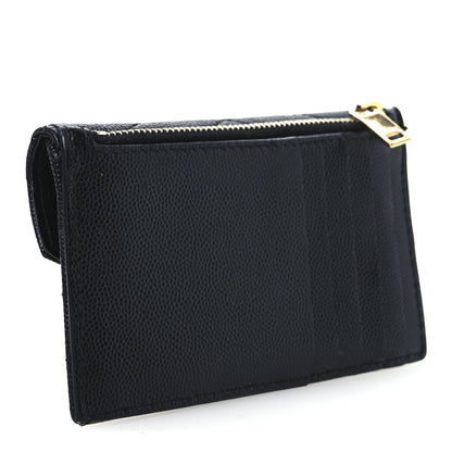 Saint Laurent Grain De Poudre Matelasse Chevron Monogram Compact Wallet Black 3 of 7