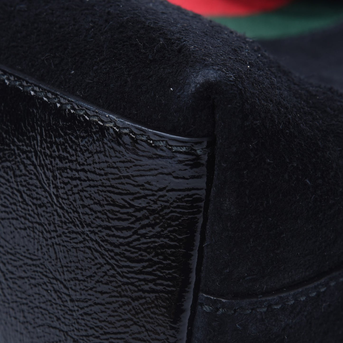 Suede Patent Web GG Small Ophidia Dome Shoulder Bag Black