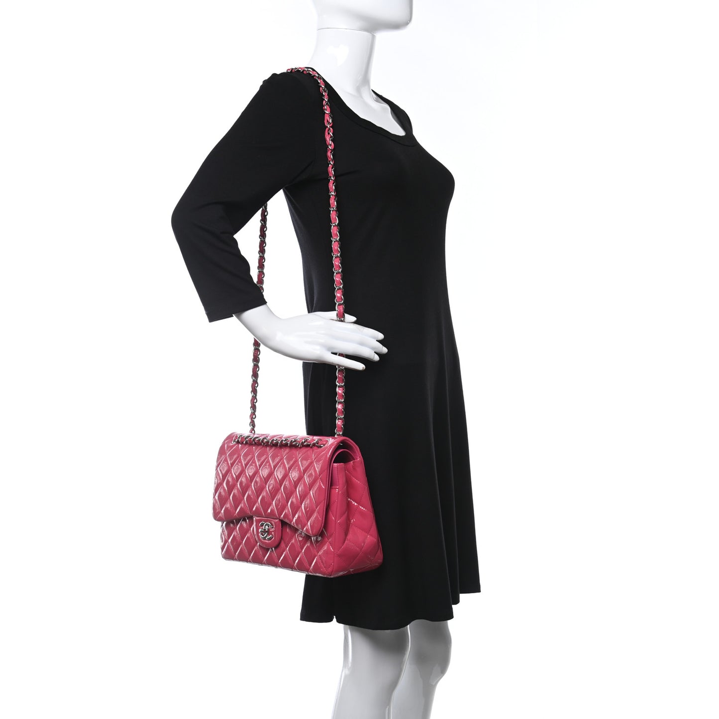 Patent Quilted Jumbo Double Flap Pink