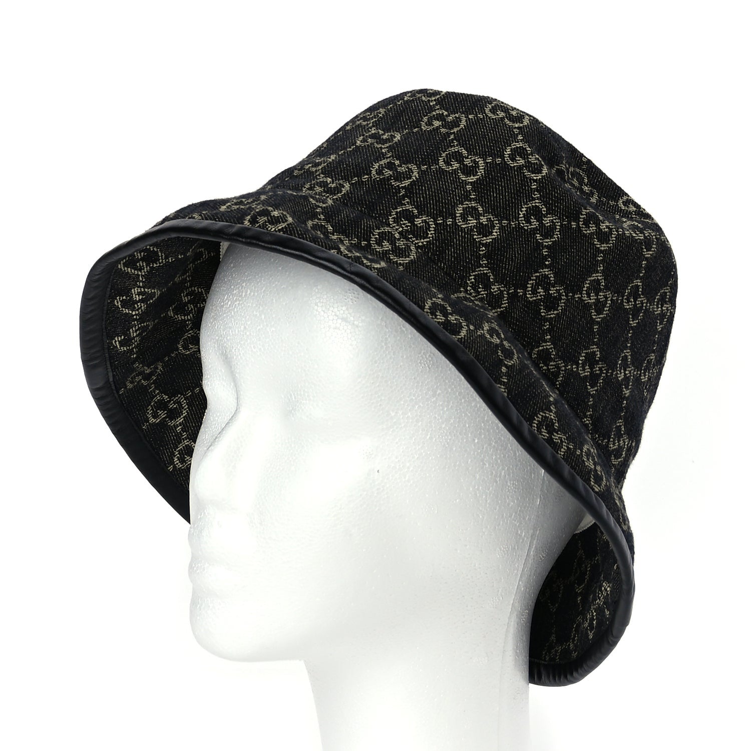 Gucci Jacquard Denim GG Monogram Oscar Bucket Hat M Black Ivory 2 of 9