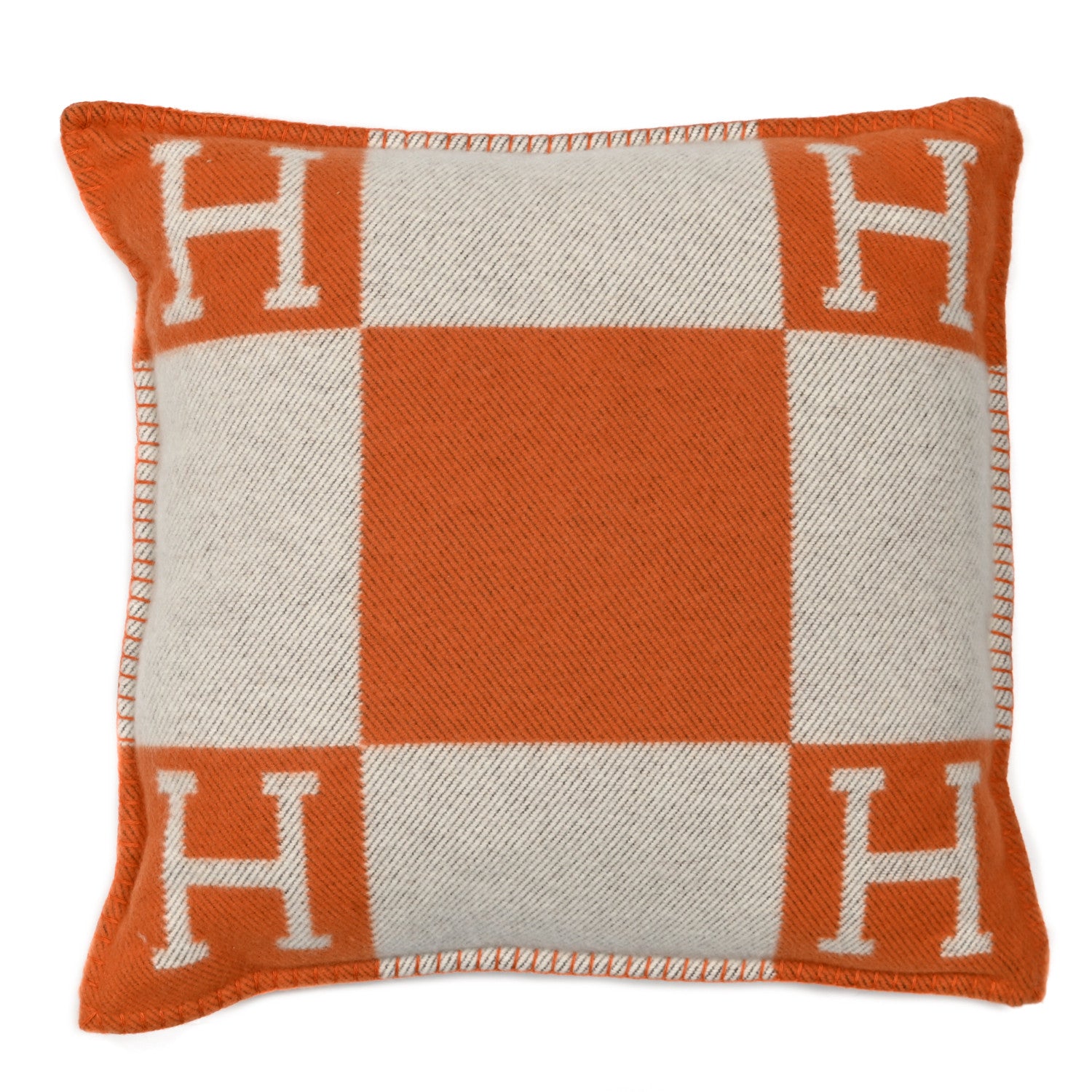 Hermes Wool Cashmere Avalon Pillow PM Ecru Potiron 1 of 3