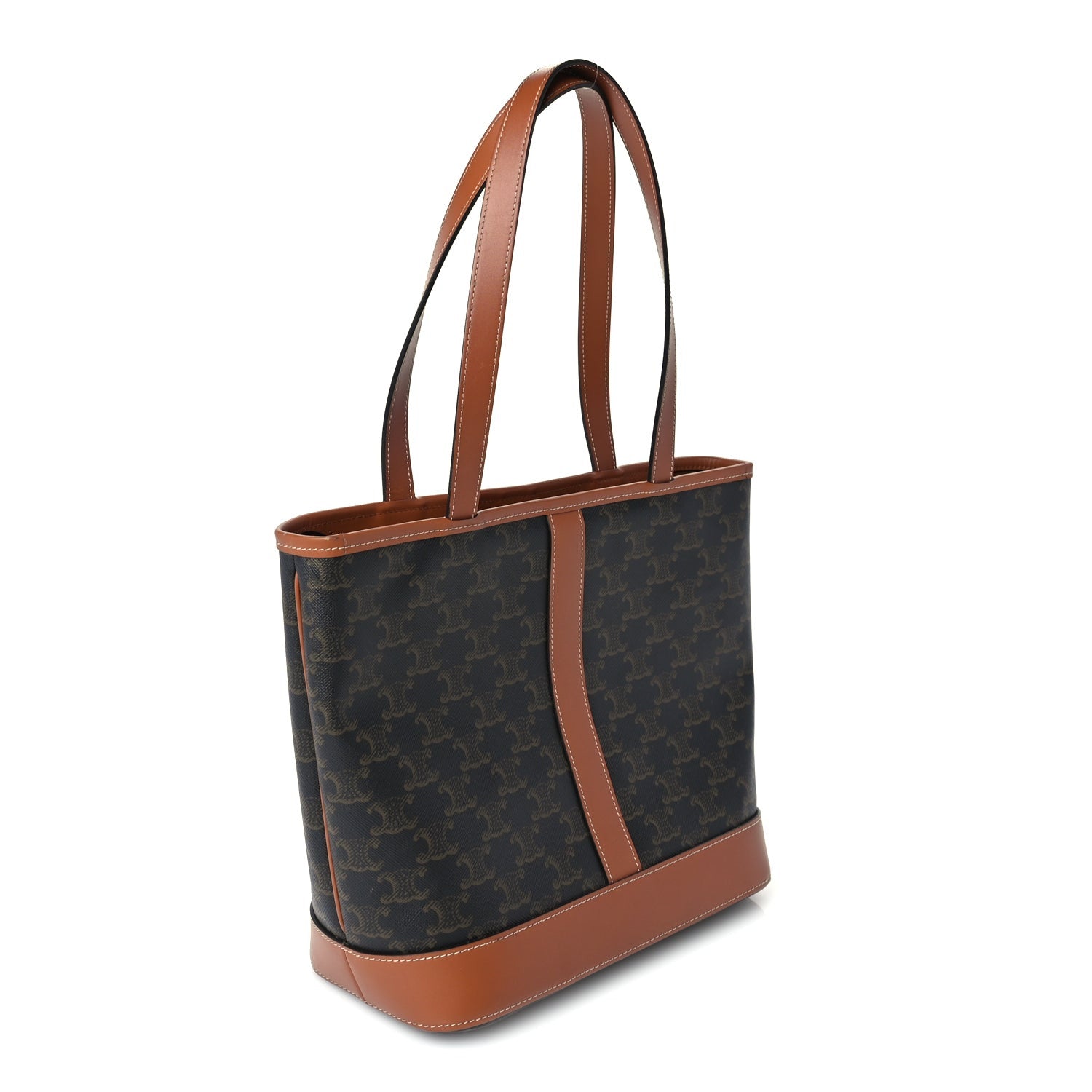 Celine Triomphe Canvas Calfskin Small Cabas Bag Tan 2 of 8