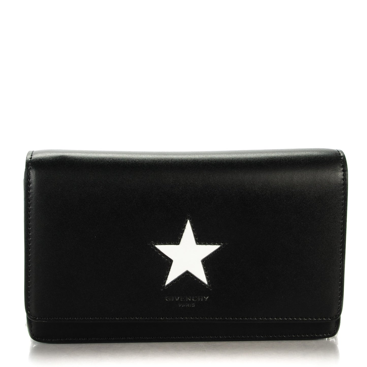 Calfskin Star Pandora Chain Wallet Black