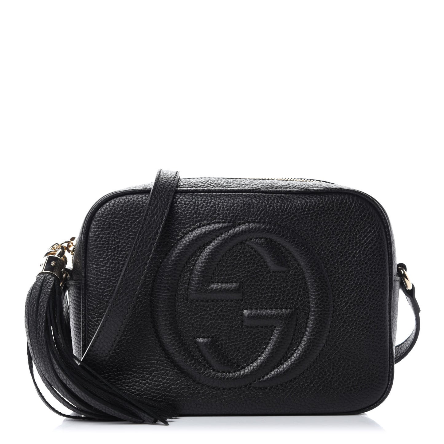 Pebbled Calfskin Small Soho Disco Bag Black